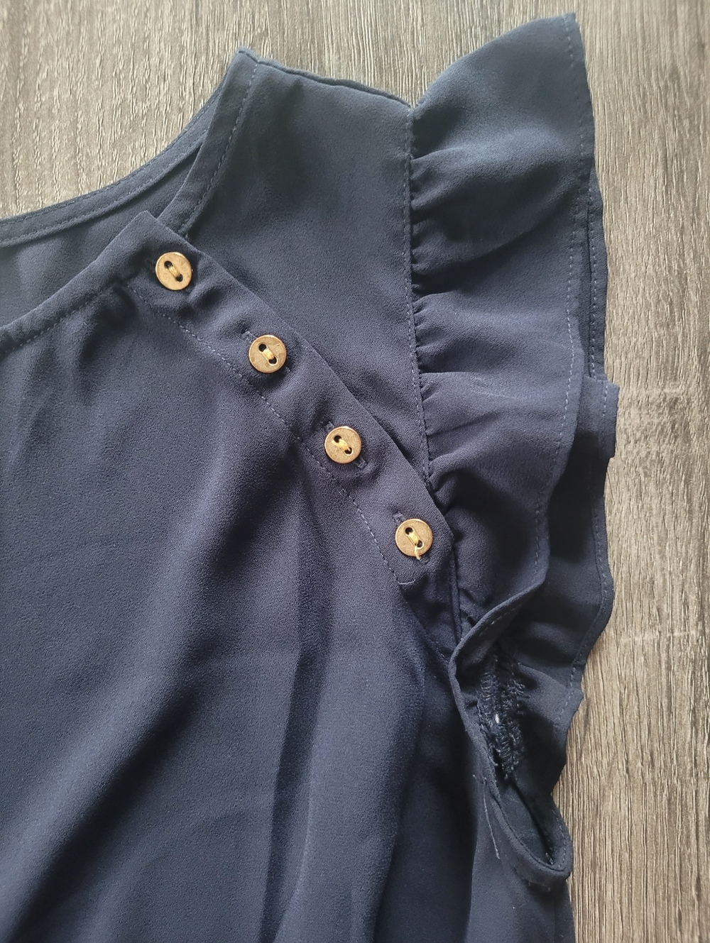 LOFT Button Ruffle Sleeve Top - Picture 2 of 6